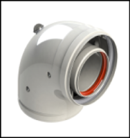 [GROPPALLI] [A03.009.000068] GROPPALLI Колено коаксиальное Ø 80/125 (45°) В/Н с контрольной точкой для конвекционных котлов {белый}