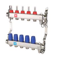 Коллектор с расходомерами,  дренажным краном и краном Маевского, 5 вых.