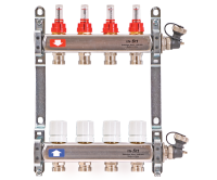 Коллекторная группа из нержавеющей стали с расходомерами и термостатическими вентилями 13 выходов Uni-Fitt