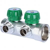 Коллектор регулирующий Stout 1", 2 отвода 1/2" плоское уплотнение