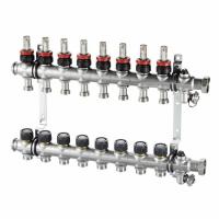 Коллекторная группа Oventrop Multidis SF 3, выхода 3/4" ЕК, нержавеющая сталь, со встроенными ротаметрами 1404353