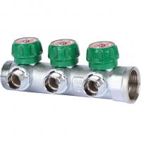 Коллектор регулирующий Stout 1", 3 отвода 1/2" плоское уплотнение