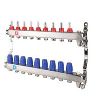 Коллектор с расходомерами,  дренажным краном и краном Маевского, 9 вых.