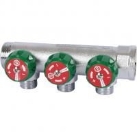 Коллектор регулирующий Stout 3/4", 3 отвода 1/2" плоское уплотнение