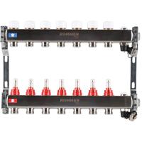 Коллектор из нержавеющей стали с расходомерами ROMMER, с клапаном вып. воздуха и сливом 7 вых.