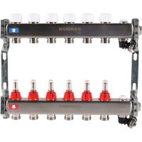 Коллектор из нержавеющей стали с расходомерами ROMMER, с клапаном вып. воздуха и сливом 6 вых.