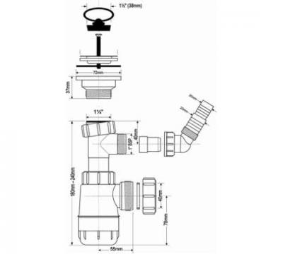 Сифон McALPINE с носиком ф-32 MRW240WM