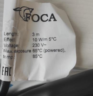 Кабель греющий саморегулирующийся в трубу 14м готовый комплект Foca