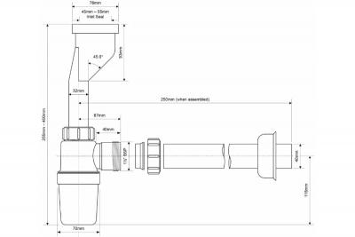 Сифон McALPINE ДЛЯ ПИССУАРА СО СМЕЩЕНИЕМ ф32-40 HC2PO-40